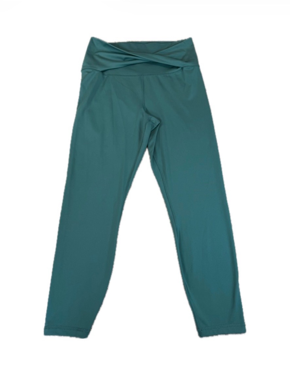Yogalicious Lux Crossover Waist Teal Green Leggings Size XL Gym, Pilates